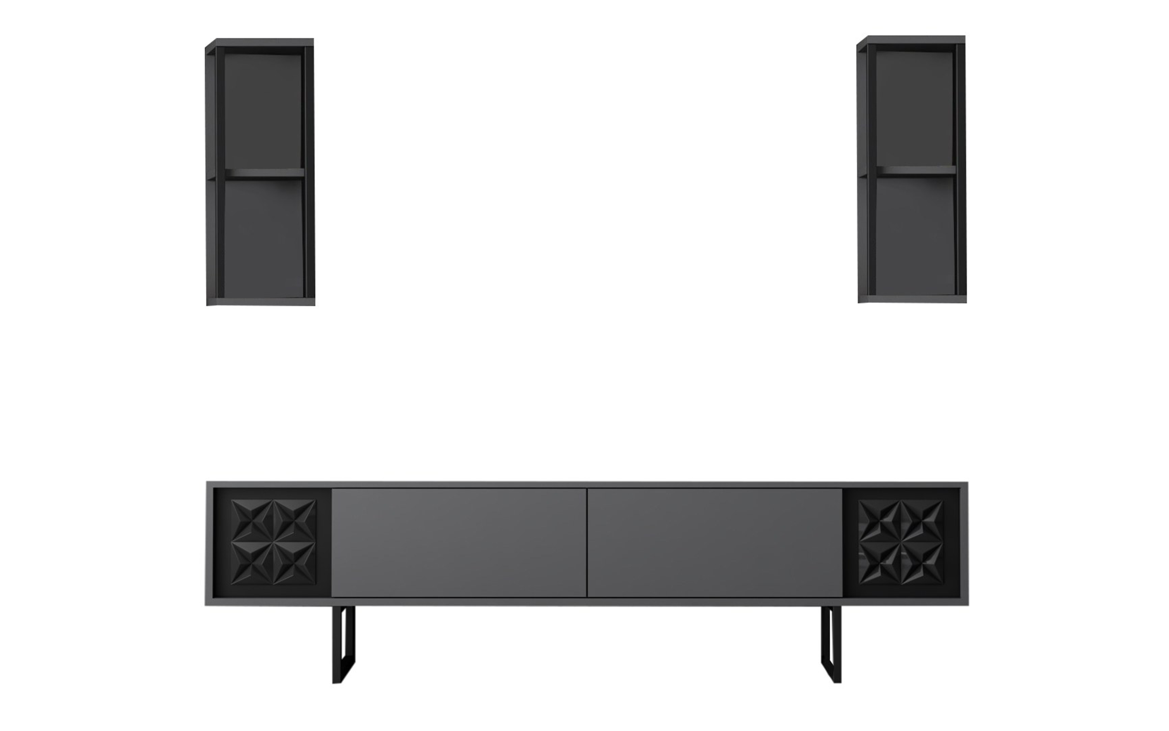 Modul TV + 2 buc. etajera Linus A, antracit + negru  6